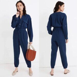 Madewell Lightspun Tapered Leg Jumpsuit - Gauze Cotton in Navy, Size 10